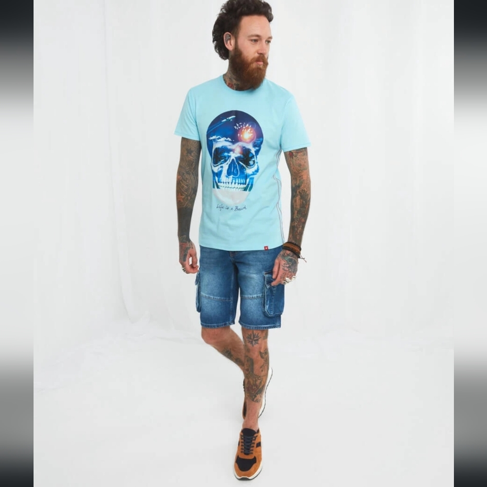 NWT Joe Browns T-shirt 'Life is a Beach' skull tee, pit-pit 19in, neck-hem 27in - Picture 5 of 16
